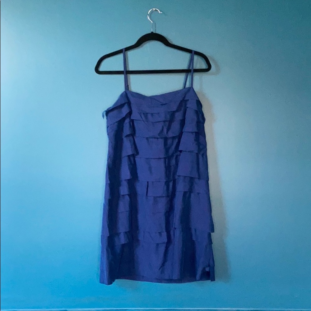 NWT LOFT navy blue ruffled dress